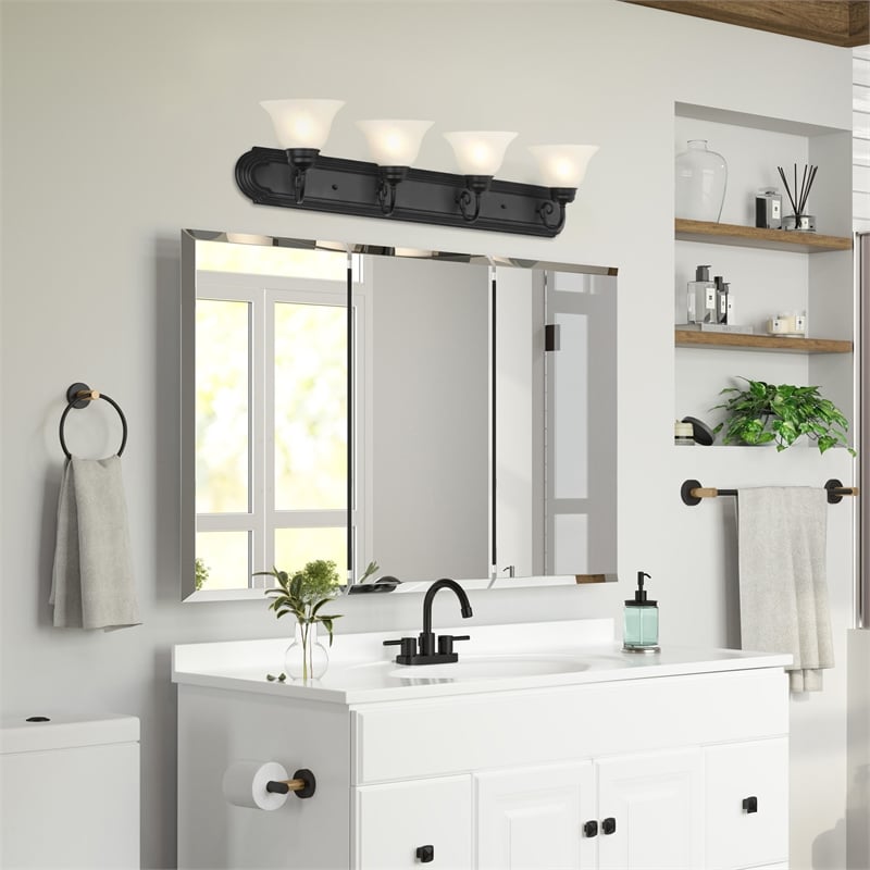 Pemberly Row 4-Light Steel Vanity Light in Matte Black Finish