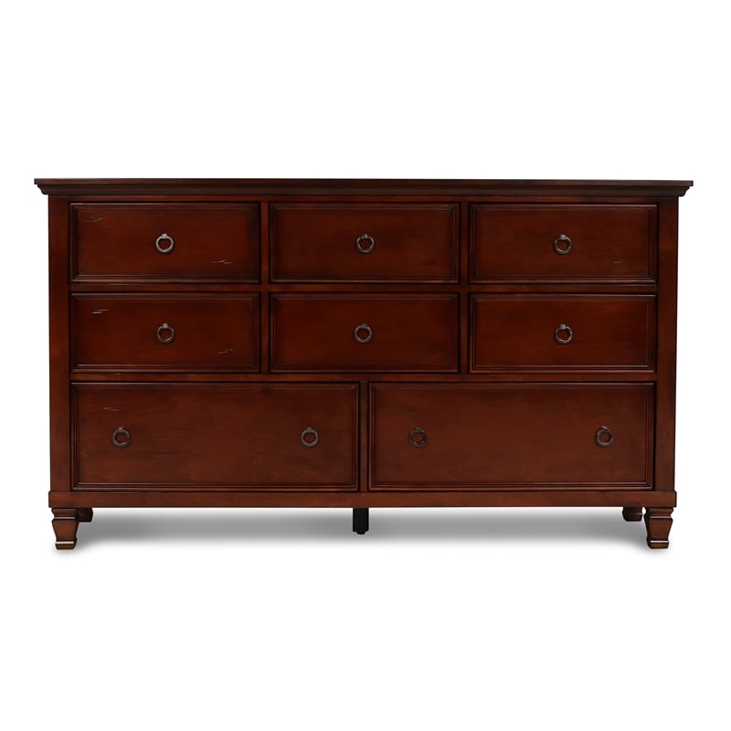 Pemberly Row 4-PC Wood King Bedroom Set in Brown Cherry Finish