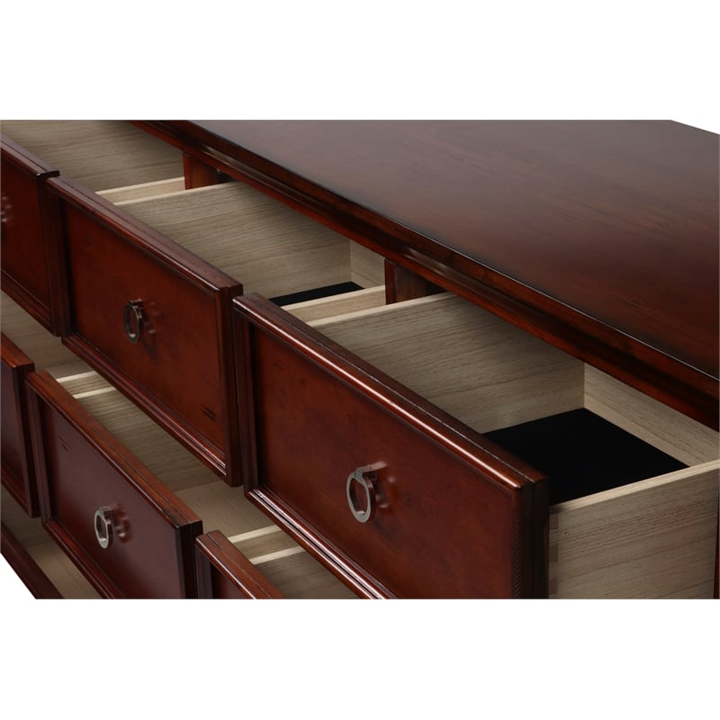Pemberly Row 4-PC Wood King Bedroom Set in Brown Cherry Finish