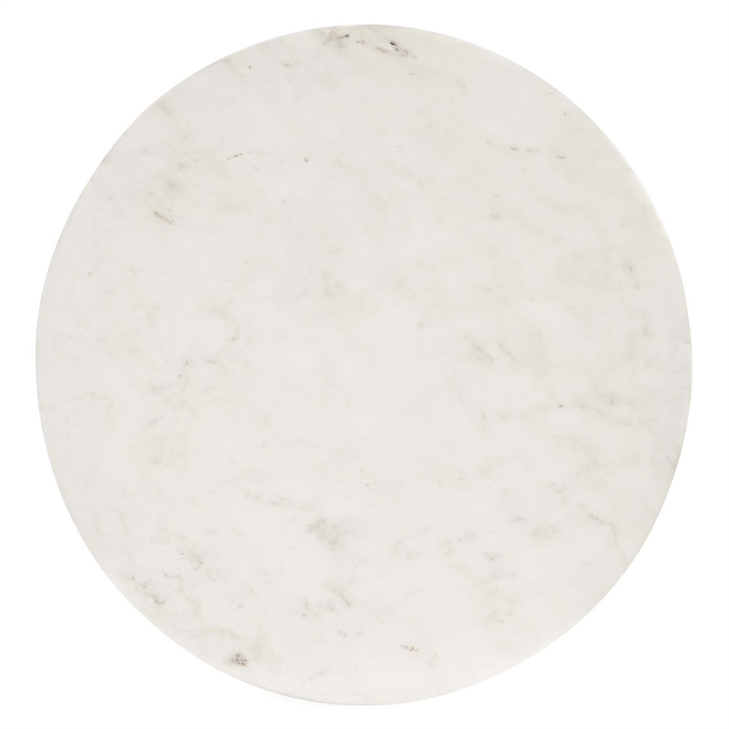 Pemberly Row Viva Round Marble Accent Table with Brass and White Base