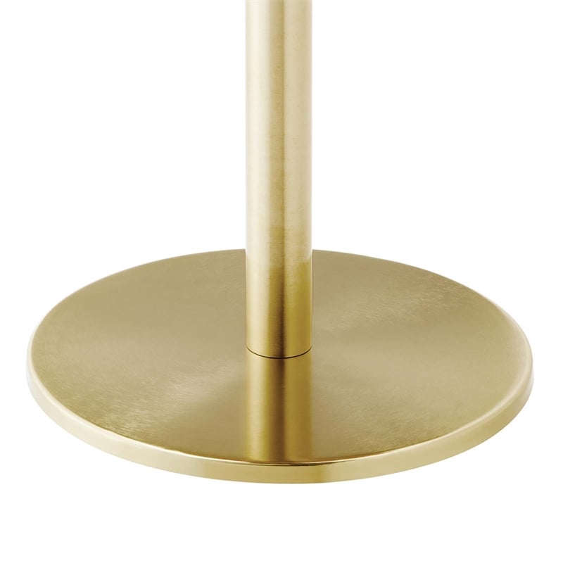 Pemberly Row Viva Round Marble Accent Table with Brass and White Base