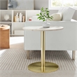 Pemberly Row Viva Round Marble Accent Table with Brass and White Base