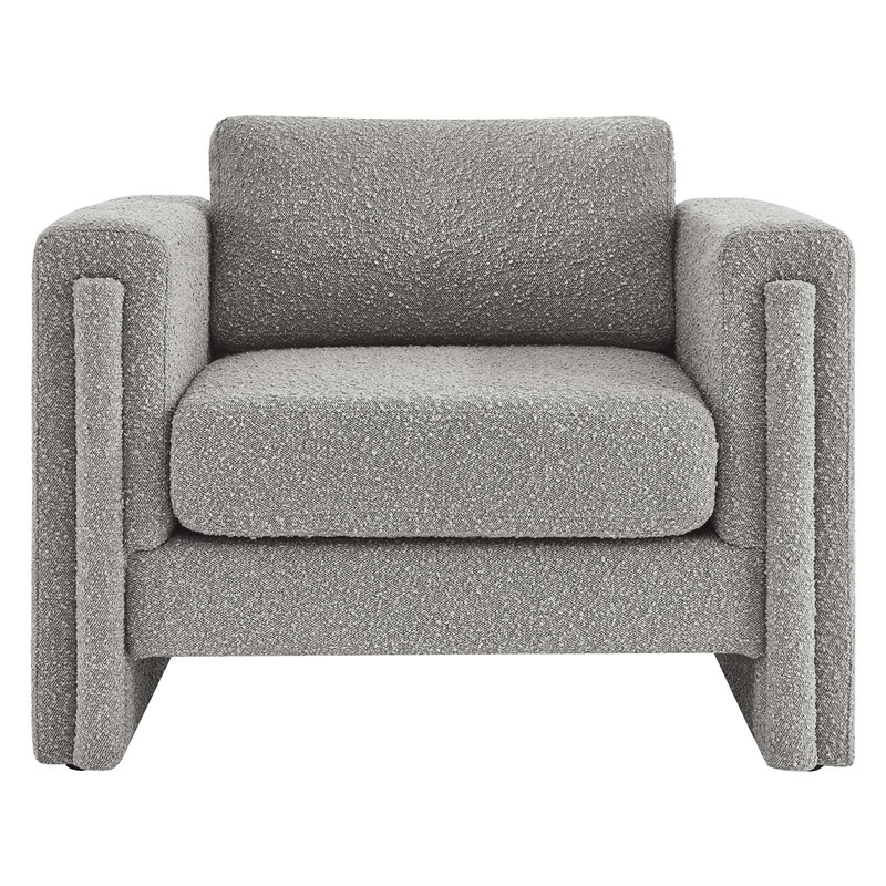 Pemberly Row Boucle Upholstered Armchair in Light Gray with Wood Frame