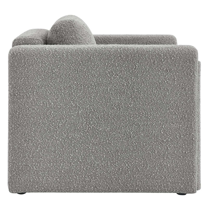 Pemberly Row Boucle Upholstered Armchair in Light Gray with Wood Frame