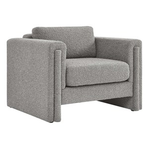 Pemberly Row Boucle Upholstered Armchair in Light Gray with Wood Frame