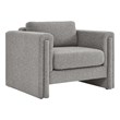 Pemberly Row Boucle Upholstered Armchair in Light Gray with Wood Frame