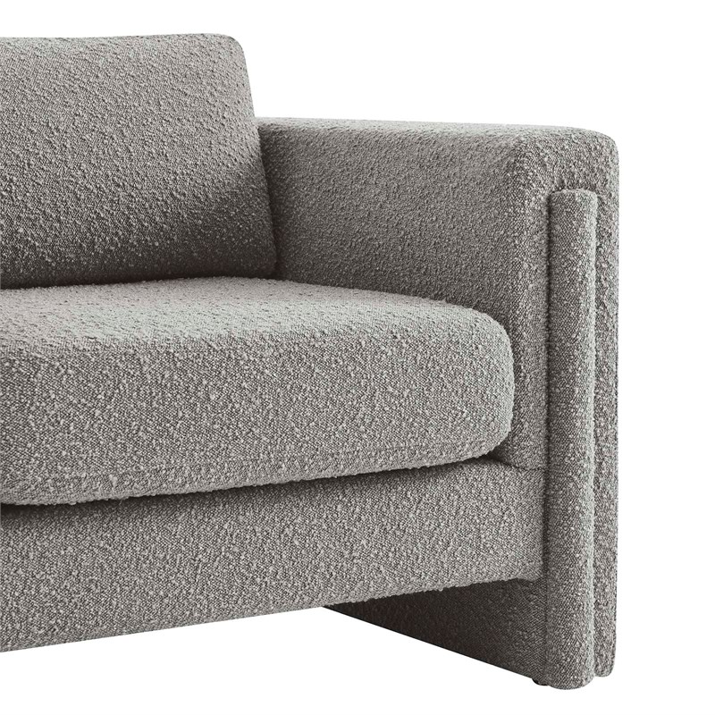Pemberly Row Boucle Upholstered Armchair in Light Gray with Wood Frame