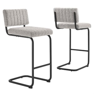 Pemberly Row 28&quot Upholstered Fabric Counter Stool in Black/Taupe Set of 2