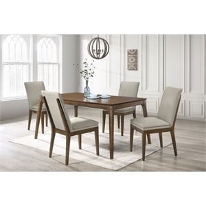 Pemberly Row 5-Piece Rubberwood Dining Set in Natural Finish
