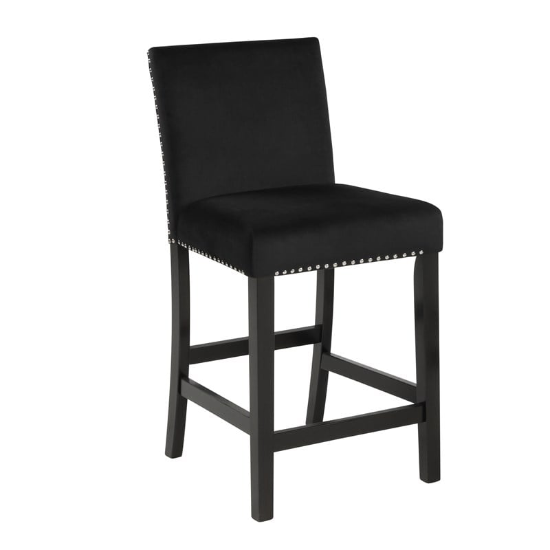 Pemberly Row Solid Wood Counter Chairs in Black (Set of 6)