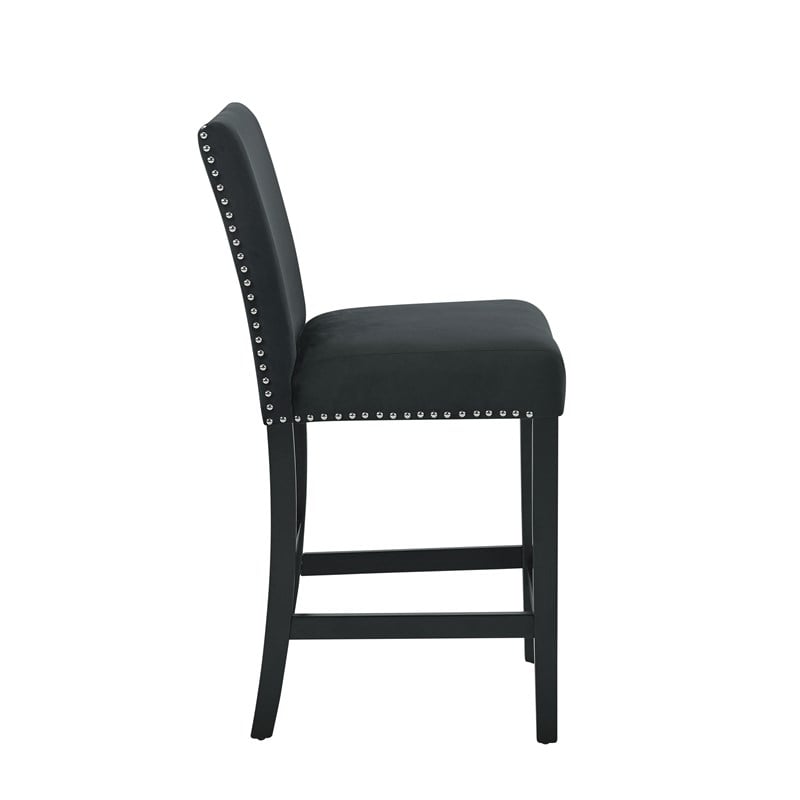 Pemberly Row Solid Wood Counter Chairs in Black (Set of 6)