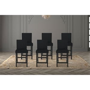 Pemberly Row Solid Wood Counter Chairs in Black (Set of 6)