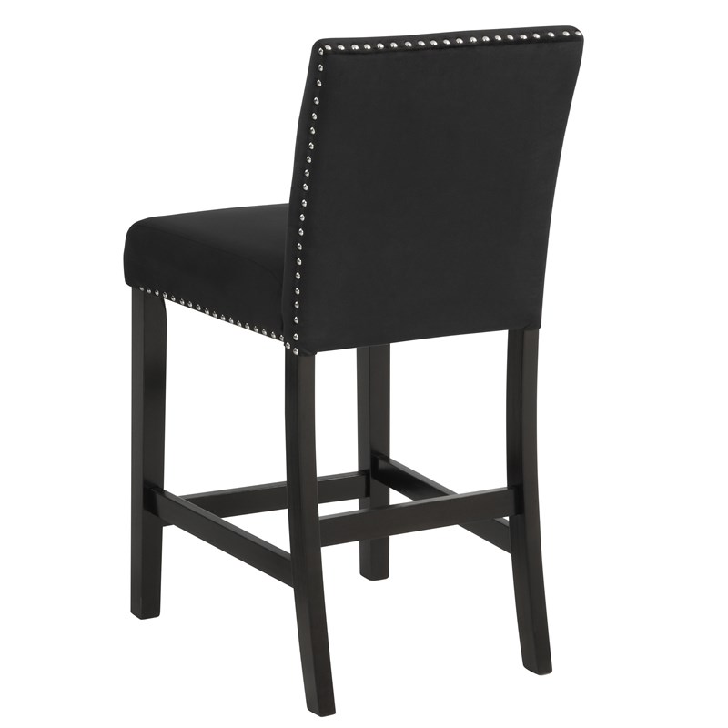 Pemberly Row Solid Wood Counter Chairs in Black (Set of 6)