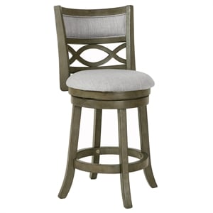 Pemberly Row 24&quot Rubberwood Counter Stool in Olive Gray