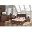 Pemberly Row 4-Piece Wood King Bedroom Set in Chestnut Finish