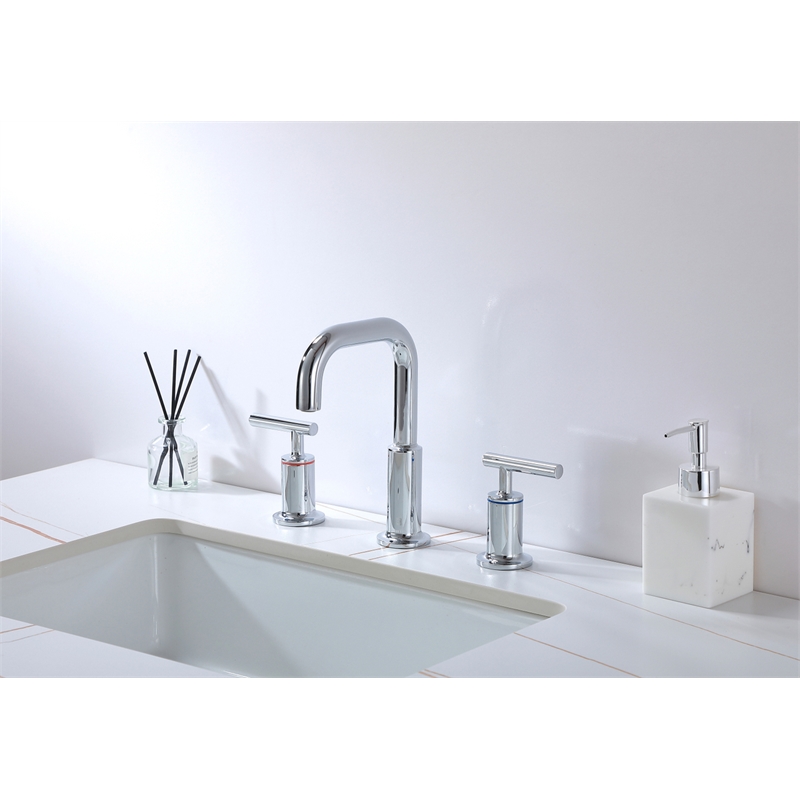 Pemberly Row Brass Double Handle Bathroom Faucet in Chrome