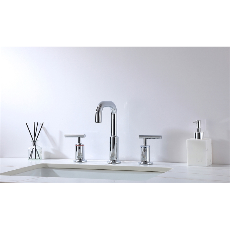 Pemberly Row Brass Double Handle Bathroom Faucet in Chrome