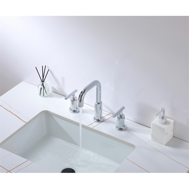 Pemberly Row Brass Double Handle Bathroom Faucet in Chrome