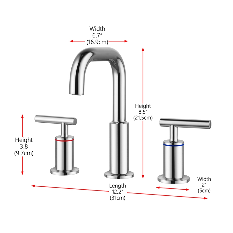 Pemberly Row Brass Double Handle Bathroom Faucet in Chrome