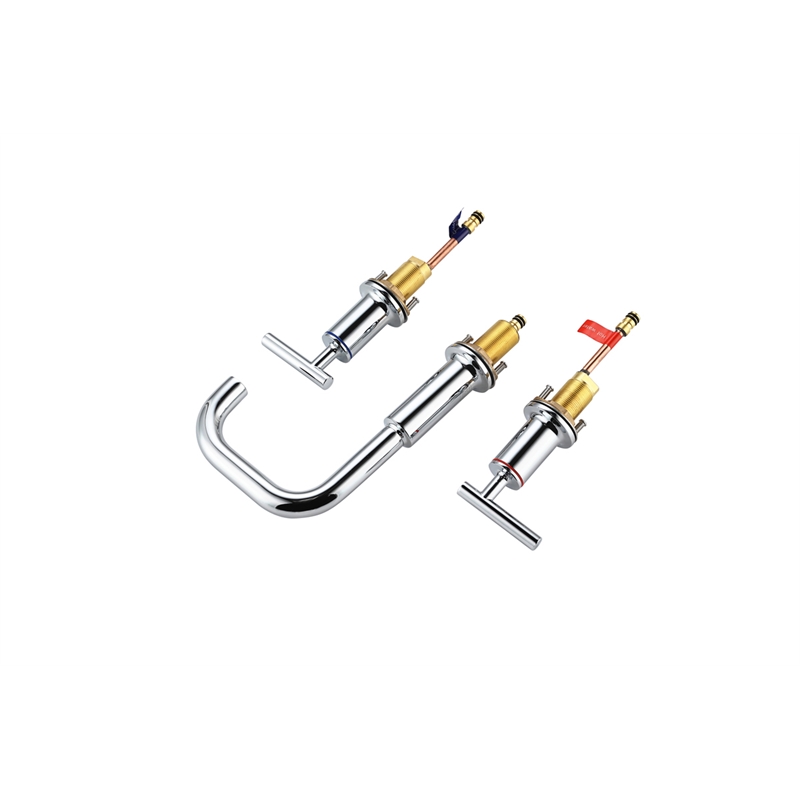 Pemberly Row Brass Double Handle Bathroom Faucet in Chrome