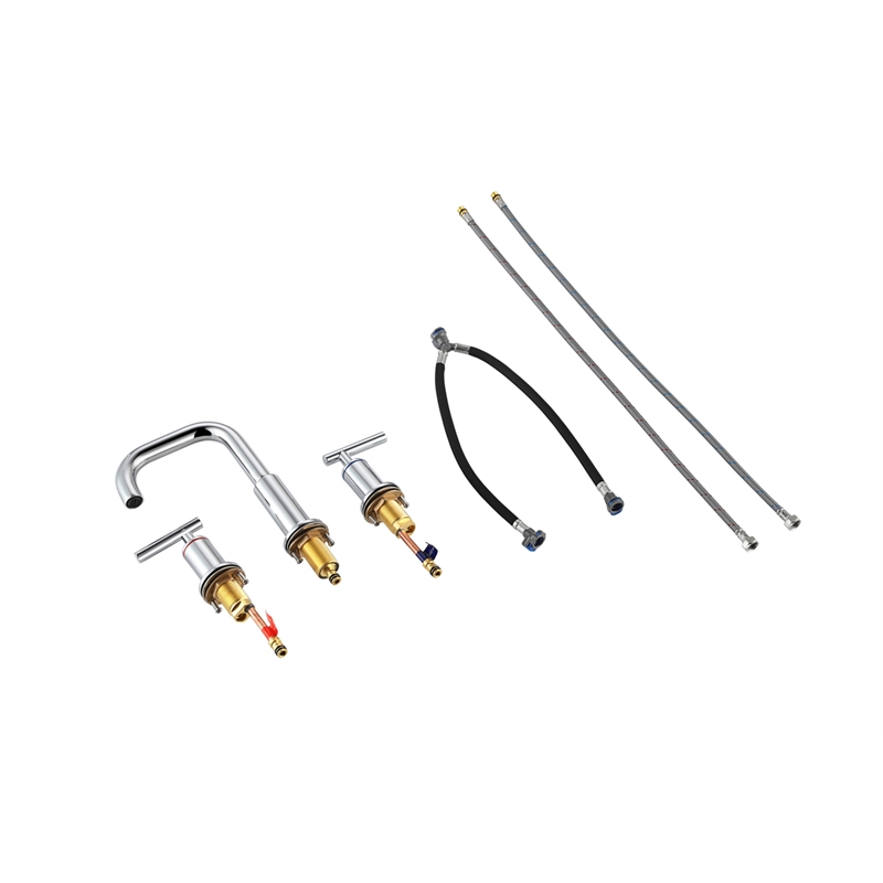 Pemberly Row Brass Double Handle Bathroom Faucet in Chrome