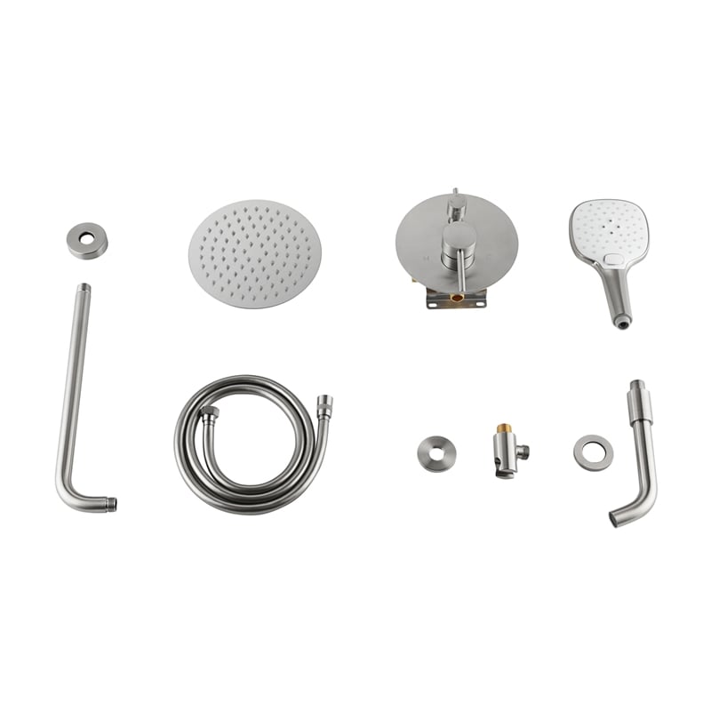 Pemberly Row Brass Shower and Tub Faucet in Brushed Nickel Finish