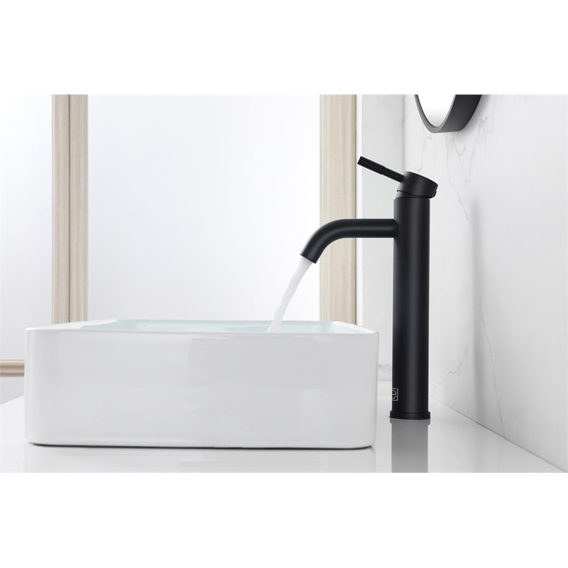 Pemberly Row Stainless Steel Bathroom Faucet in Matte Black