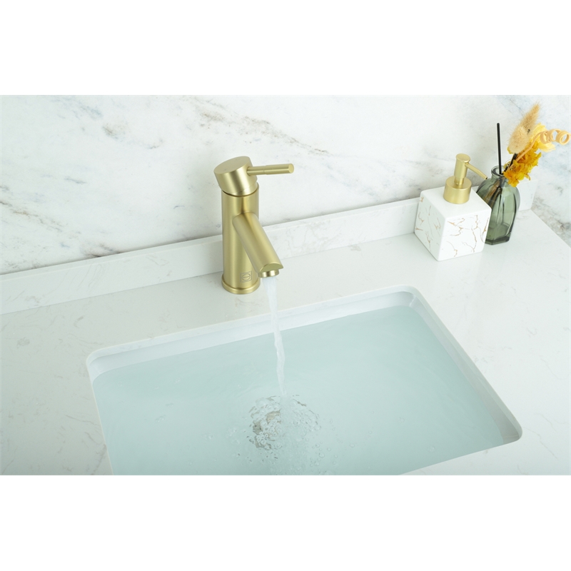 Pemberly Row Stainless Steel Bathroom Faucet in Brushed Gold