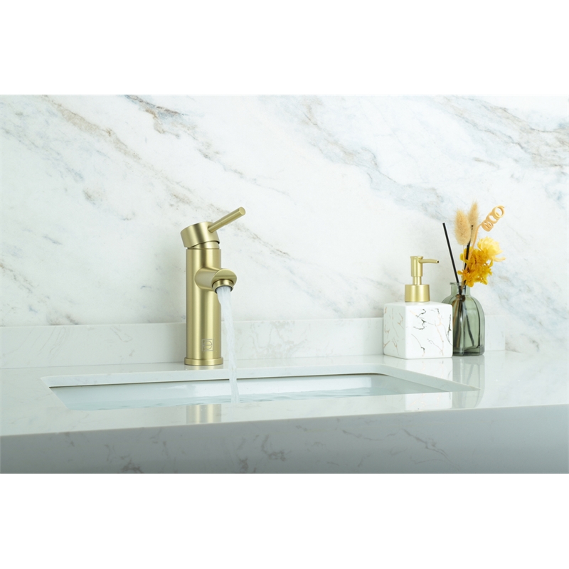 Pemberly Row Stainless Steel Bathroom Faucet in Brushed Gold