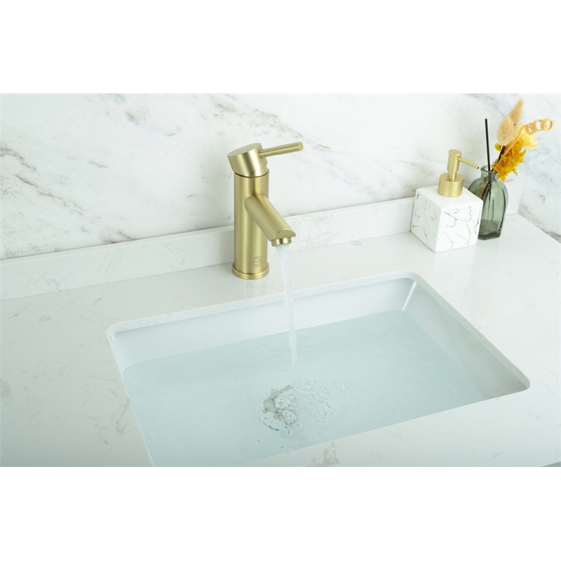 Pemberly Row Stainless Steel Bathroom Faucet in Brushed Gold