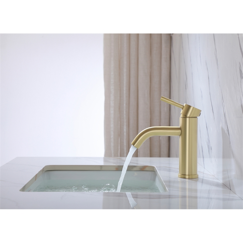 Pemberly Row Stainless Steel Bathroom Faucet in Brushed Gold