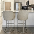 Pemberly Row Barrelback Counter Stool Set of 4 with Metal Base in Pewter/Oatmeal