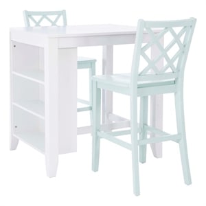 Pemberly Row 3-Piece Acacia Wood Counter Dining Set in Mint Green