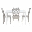 Pemberly Row 5-Piece Dining Set with White Table and Gray Chairs in Wood