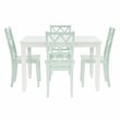 Pemberly Row 5-Piece Dining Set with White Table and Mint Chairs in Wood
