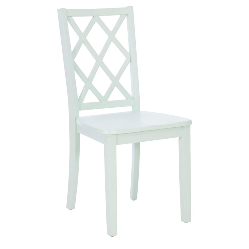 Pemberly Row 5-Piece Dining Set with White Table and Mint Chairs in Wood