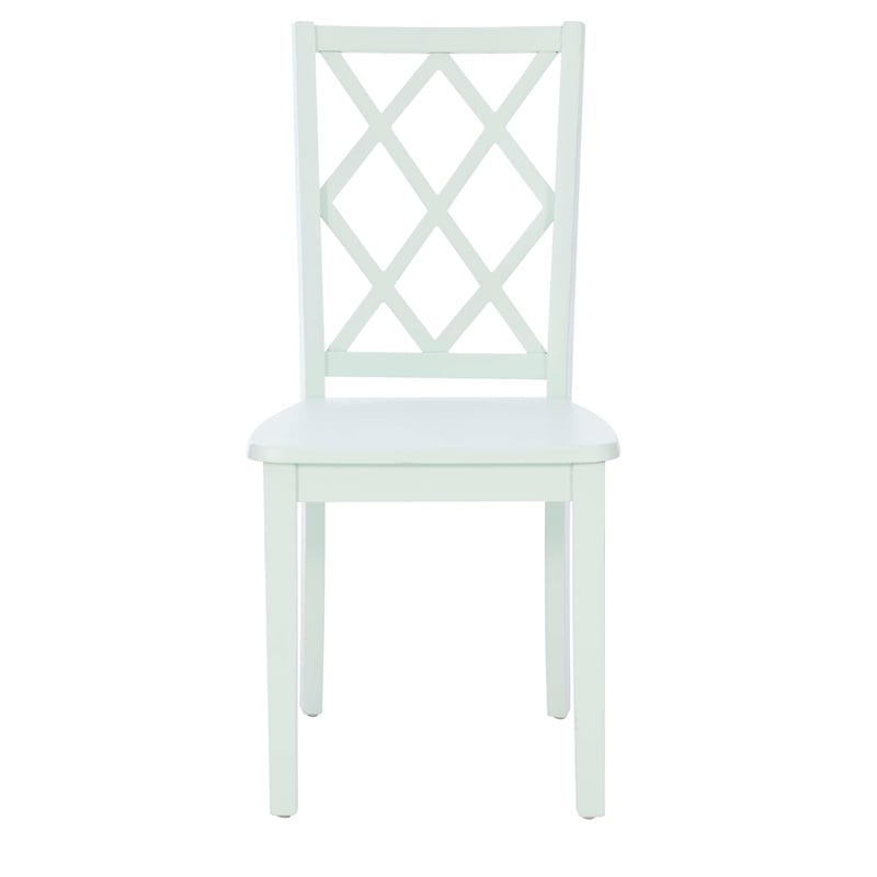Pemberly Row 5-Piece Dining Set with White Table and Mint Chairs in Wood