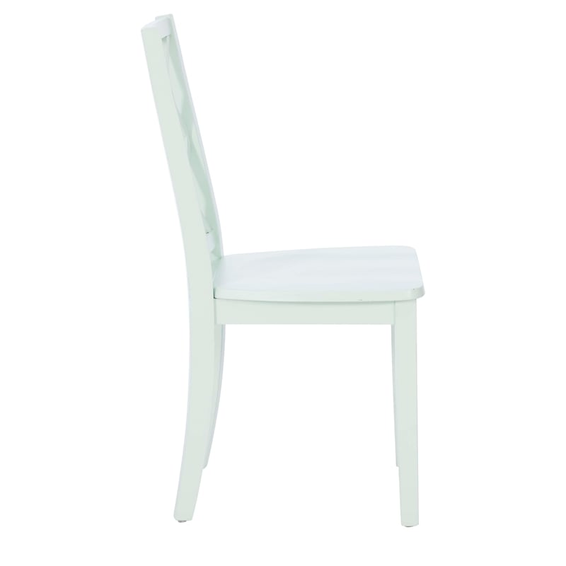 Pemberly Row 5-Piece Dining Set with White Table and Mint Chairs in Wood