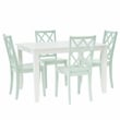 Pemberly Row 5-Piece Dining Set with White Table and Mint Chairs in Wood