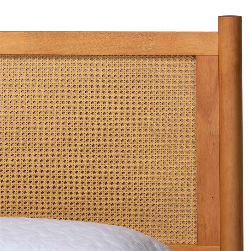 Pemberly Row Japandi Queen Size Wood Platform Bed in Brown