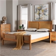Pemberly Row Japandi Queen Size Wood Platform Bed in Brown