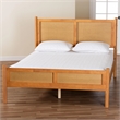 Pemberly Row Japandi Queen Size Wood Platform Bed in Brown