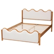 Pemberly Row Queen Platform Bed in Cream Boucle and Solid Rubberwood