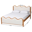 Pemberly Row Queen Platform Bed in Cream Boucle and Solid Rubberwood