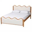 Pemberly Row Queen Platform Bed in Cream Boucle and Solid Rubberwood