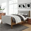 Pemberly Row Full Platform Bed with Upholstered Fabric in Wheat Walnut