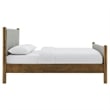Pemberly Row Full Platform Bed with Upholstered Fabric in Wheat Walnut