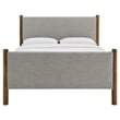 Pemberly Row Full Platform Bed with Upholstered Fabric in Wheat Walnut