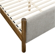Pemberly Row Full Platform Bed with Upholstered Fabric in Wheat Walnut