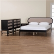 Pemberly Row Queen Beige Fabric 4-Piece Bedroom Set in Black Wood